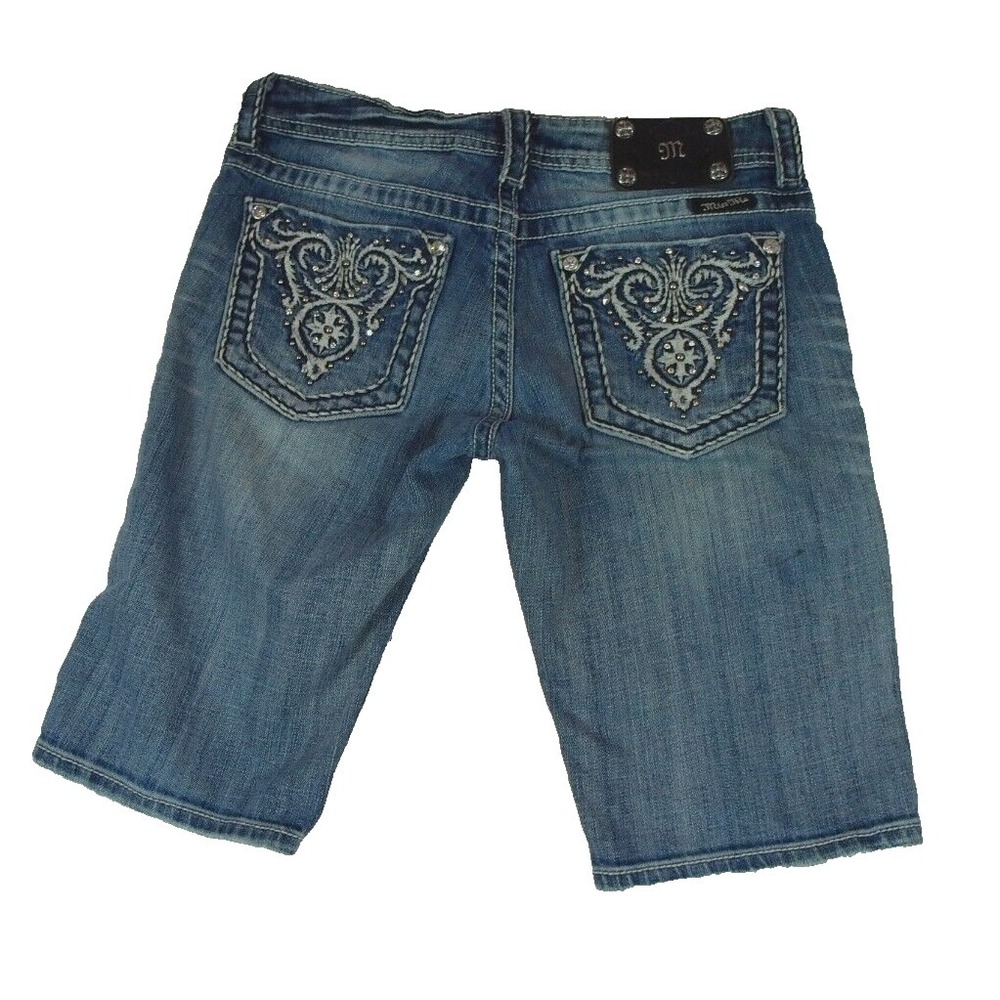 MISS ME BERMUDA‎ JP5341M WOMEN'S JEAN SHORTS SIZE 28 EMBELLISHED RHINESTONE